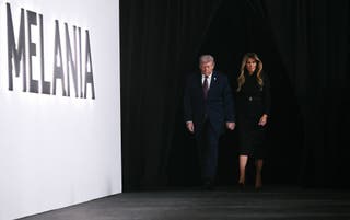President Donald Trump and First Lady Melania Trump arrive at the premiere